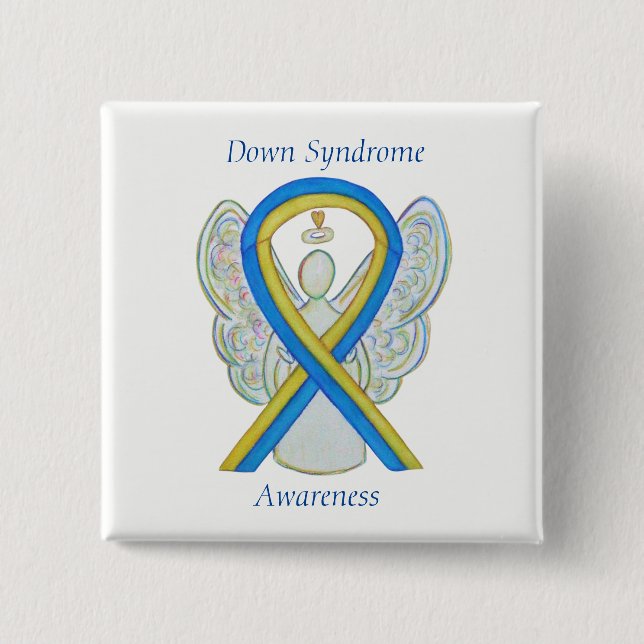 Down Syndrom Engel Awareness Ribbon Custom Buttons (Vorderseite)