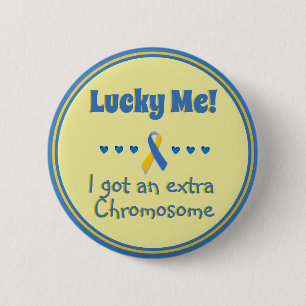 Down-Syndrom Glückspilz! Zusätzliches Chromosom - Button