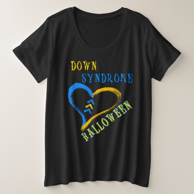 Down-Syndrom Halloween Große Größe T-Shirt (Design vorne)