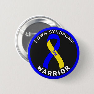 Down-Syndrom-Krieger-Schleife Schwarzer Knopf Button