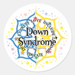 Down Syndrom Lotus Runder Aufkleber