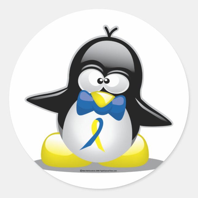Down-Syndrom Pinguin Runder Aufkleber (Vorderseite)