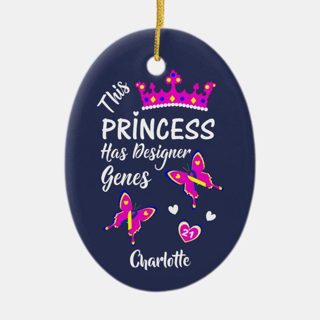 Down-Syndrom Princess Niedlich Personalisiert Keramik Ornament (Vorne)
