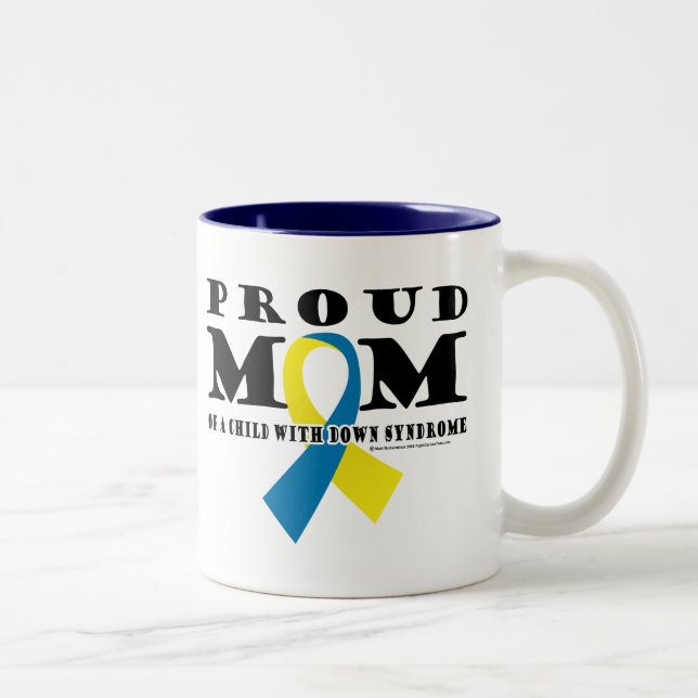 Down-Syndrom stolze Mama Zweifarbige Tasse (Rechts)