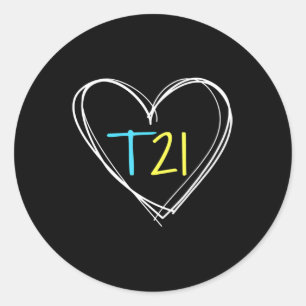 Down Syndrom T21 Bewusstsein für Frauen mit Herz Runder Aufkleber