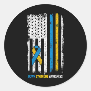 Down Syndrome Awareness American Flag Down Syndrom Runder Aufkleber