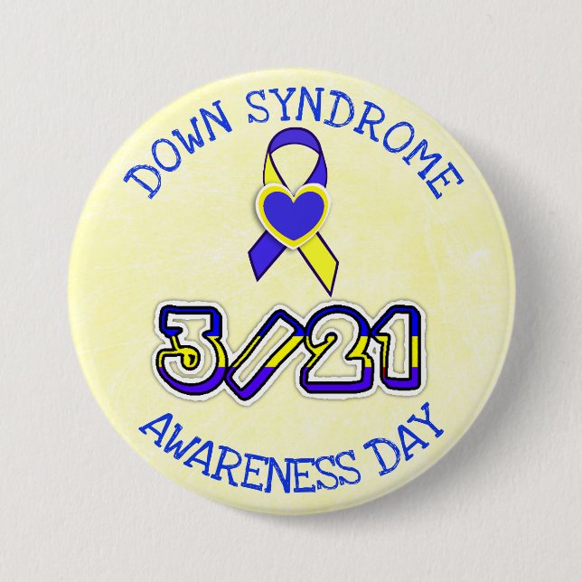 Down Syndrome Awareness Day 3.21 Ribbon Button (Vorderseite)
