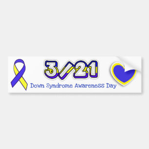 Down Syndrome Awareness Day Ribbon 3/21 Stoßfänger Autoaufkleber