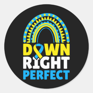Down Syndrome Awareness Down Right Perfect 5 Runder Aufkleber