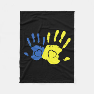 Down Syndrome Awareness Hands for Men Women Ribbon Fleecedecke