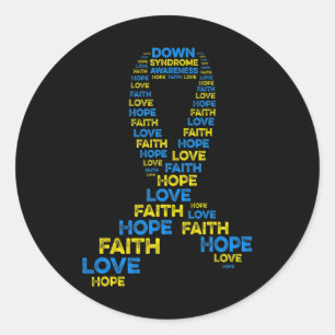 Down Syndrome Awareness Hope Faith Liebe Aquamarin Runder Aufkleber