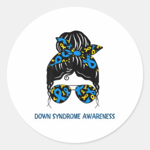 Down Syndrome Awareness Messy Bun Runder Aufkleber