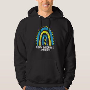 Down Syndrome Awareness Rainbow T21 Yellow Blue Ri Hoodie