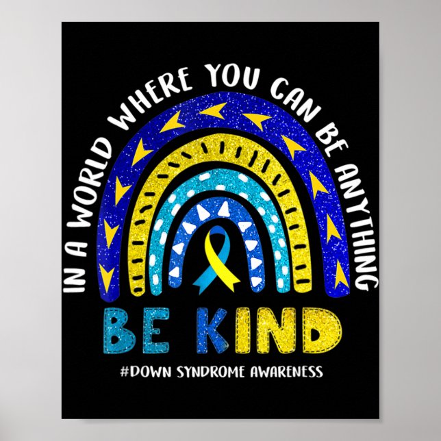 Down Syndrome Awareness Ribbon Boho Rainbow Yellow Poster (Vorne)