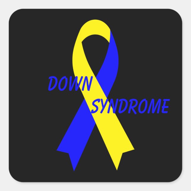 Down Syndrome Awareness Ribbon von Janz Black Quadratischer Aufkleber (Vorderseite)