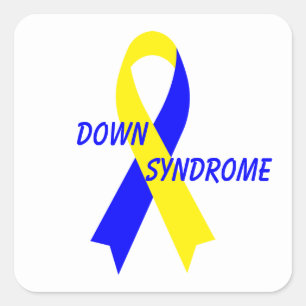 Down Syndrome Awareness Ribbon von Janz Yellow&Blu Quadratischer Aufkleber