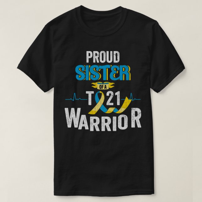 Down Syndrome Awareness Sister Apparel Happy Gesch T-Shirt (Design vorne)
