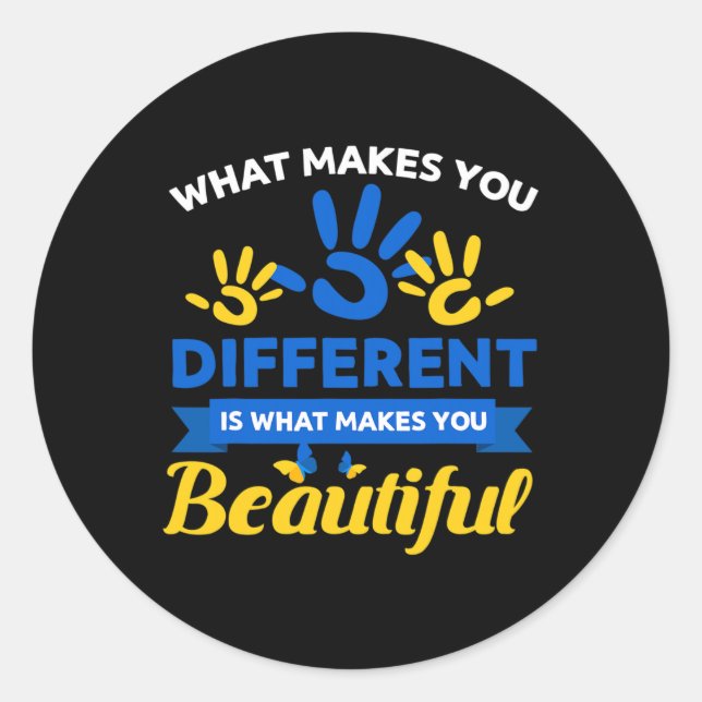 Down Syndrome Day Awareness Ribbon T21 Day Beautif Runder Aufkleber (Vorderseite)
