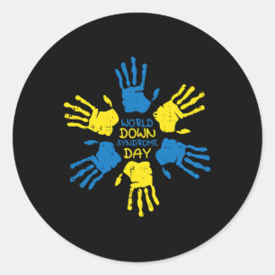 Down Syndrome Day Hände Bewusstsein 321 Männer Fra Runder Aufkleber