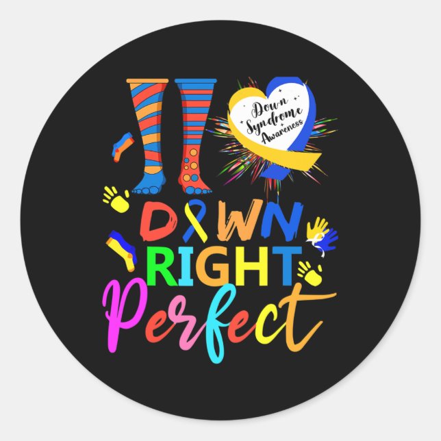 Down Syndrome Day Rock Your Socks T21 Bewusstsein Runder Aufkleber (Vorderseite)