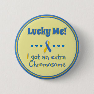 Down Syndrome Lucky Me! Extra-Chromosom - Herz Button