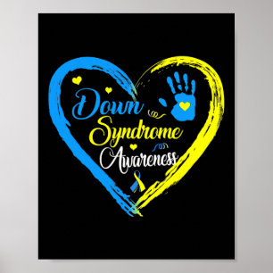 Down Syndrome Mama Awareness Trisomy 21 Blue Ribbo Poster