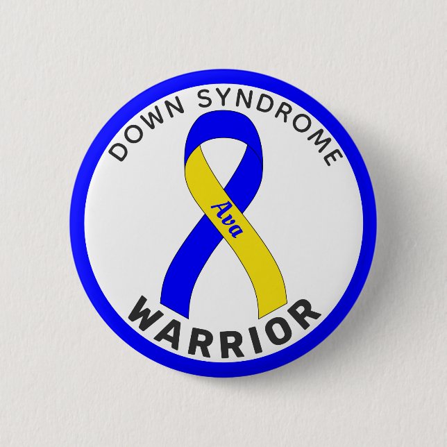 Down Syndrome Warrior Ribbon White Button (Vorderseite)