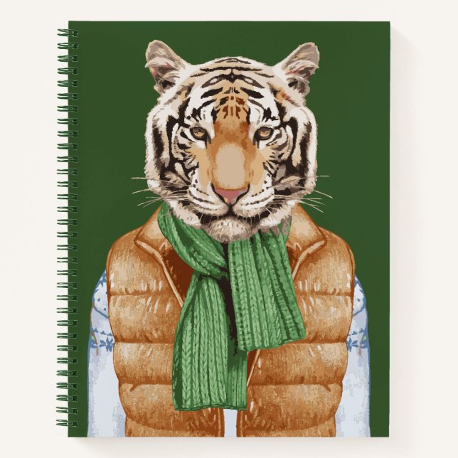 Down Vest Tiger Notizbuch (Vorderseite)