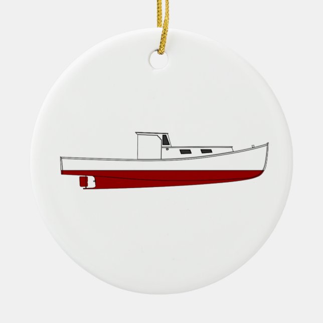 Downeast Maine Hummer-Boots-Farbillustration Keramik Ornament (Vorne)