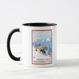 Downhhill Schnee-Skifahrer - Auftrag Ridge, Tasse