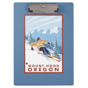 Downhhill Schnee-Skifahrer - Berg-Haube, Oregon Klemmbrett