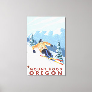 Downhhill Schnee-Skifahrer - Berg-Haube, Oregon Leinwanddruck