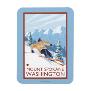 Downhhill Schnee-Skifahrer - Berg Spokane, Magnet