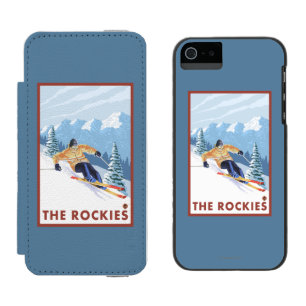 Downhhill Schnee-Skifahrer - die Rockies Incipio Watson™ iPhone 5 Geldbörsen Hülle