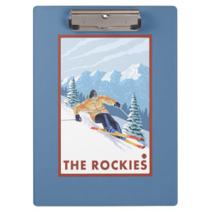 Downhhill Schnee-Skifahrer - die Rockies Klemmbrett