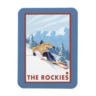 Downhhill Schnee-Skifahrer - die Rockies Magnet