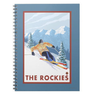Downhhill Schnee-Skifahrer - die Rockies Notizblock