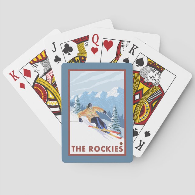Downhhill Schnee-Skifahrer - die Rockies Spielkarten (Rückseite)
