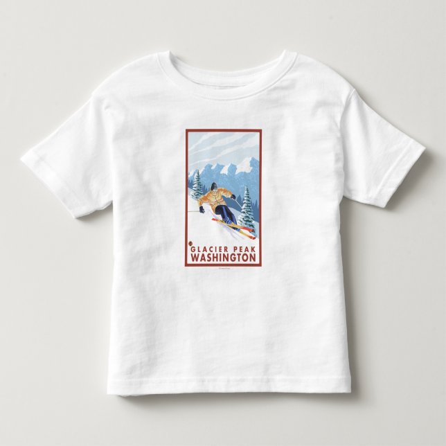 Downhhill Schnee-Skifahrer - Gletscher-Spitze, Kleinkind T-shirt (Vorderseite)