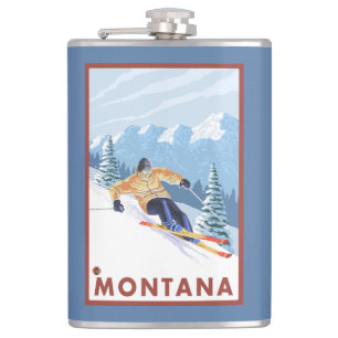 Downhhill Schnee-Skifahrer - Montana Flachmann