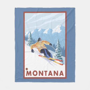 Downhhill Schnee-Skifahrer - Montana Fleecedecke