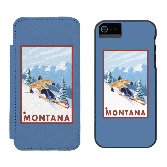 Downhhill Schnee-Skifahrer - Montana Incipio iPhone Geldbeutel-Hülle (Seite an Seite)