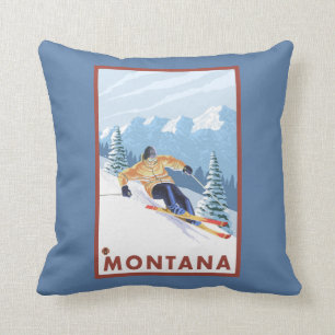 Downhhill Schnee-Skifahrer - Montana Kissen