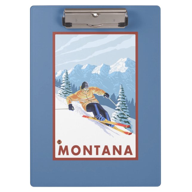 Downhhill Schnee-Skifahrer - Montana Klemmbrett (Vorderseite)
