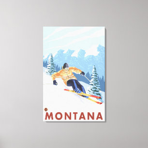 Downhhill Schnee-Skifahrer - Montana Leinwanddruck