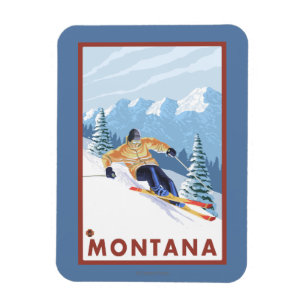 Downhhill Schnee-Skifahrer - Montana Magnet