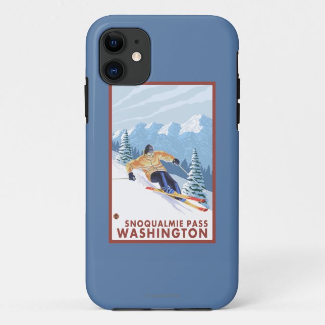 Downhhill Schnee-Skifahrer - Snoqualmie Durchlauf, Case-Mate iPhone Hülle (Rückseite)