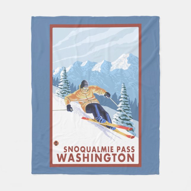 Downhhill Schnee-Skifahrer - Snoqualmie Durchlauf, Fleecedecke (Vorderseite)