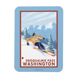 Downhhill Schnee-Skifahrer - Snoqualmie Durchlauf, Magnet