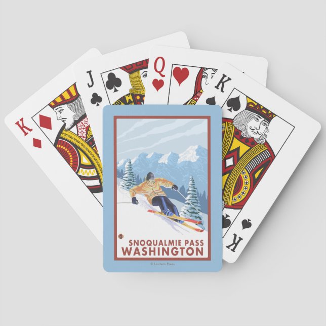 Downhhill Schnee-Skifahrer - Snoqualmie Durchlauf, Spielkarten (Rückseite)